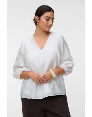 베로모다 빅사이즈 브이넥 러플 블라우스 4314141 BLANCO
