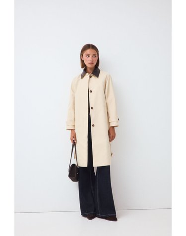 페드로 델 이에로 배색 칼라 롱 트렌치 코트 8574853 BEIGE