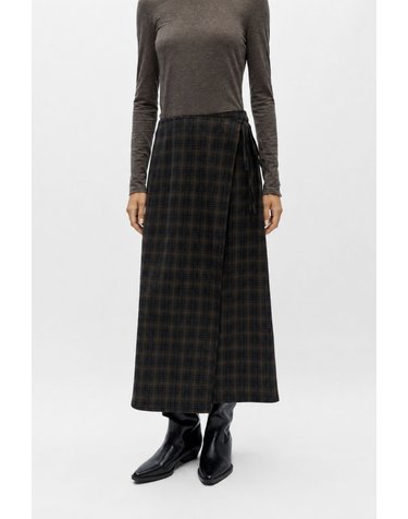 오브젝트 체크 랩 A라인 롱 스커트 5724631 MARRON OSCURO