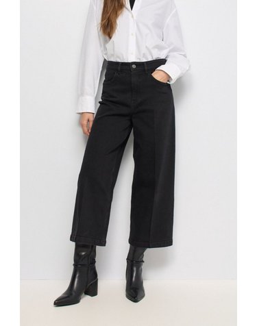 살사진스 하이라이즈 크롭 큐롯 청바지 5944210 NEGRO