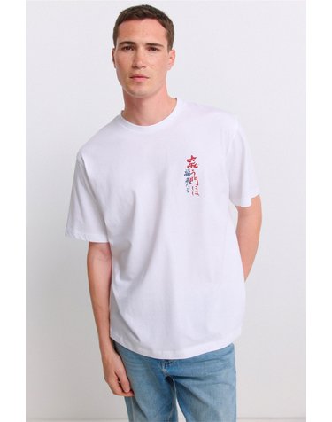 스프링필드 루즈핏 프린트 라운드넥 반팔 티셔츠 0264192 BLANCO