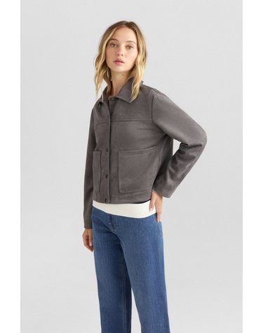 스프링필드 스웨이드 이펙트 포켓 크롭 자켓 8274240 GRIS