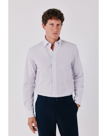 꼬르떼피엘 스트라이프 레귤러핏 긴팔 셔츠 7394507 MORADO