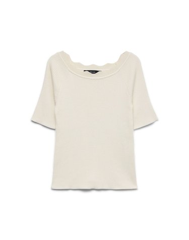 베로모다 보트넥 반팔 골지 니트 탑 3764340 BEIGE