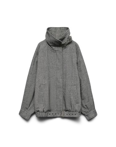 베로모다 헤링본 울 하이넥 봄버 자켓 6434431 GRIS