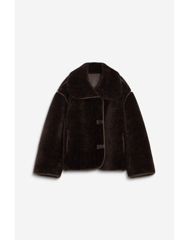 그레이스앤밀라 오버핏 하이넥 퍼 자켓 6434450 MARRON OSCURO