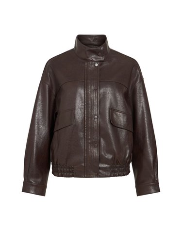 빌라 오버핏 가죽 효과 봄버 자켓 6434398 MARRON OSCURO