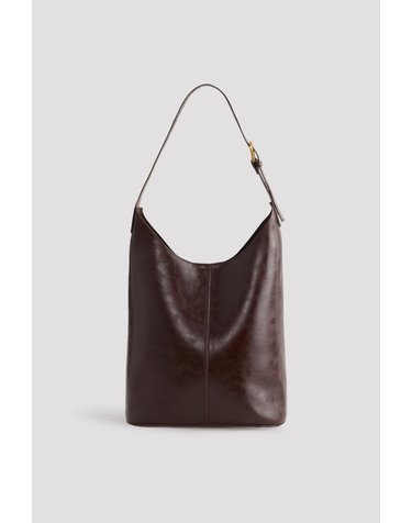 꼬르떼피엘 골드 메탈 라지 숄더 버킷백 6704619 MARRON OSCURO