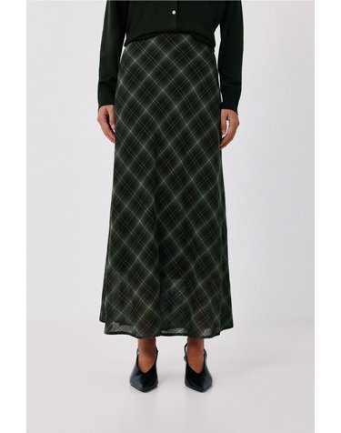 꼬르떼피엘 체크 플레어 롱 스커트 5804748 ESTAMPADO VERDE