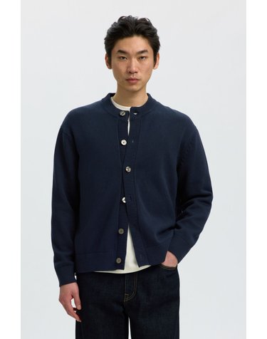 셀렉티드 라운드넥 버튼 코튼 니트 가디건 8014150 AZUL MARINO