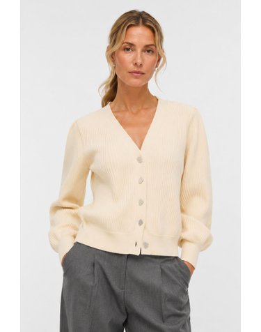 오브젝트 브이넥 메탈 버튼 골지 가디건 3764468 BEIGE