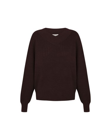 슬로우러브 오픈워크 브이넥 니트 스웨터 6254005 MARRON OSCURO