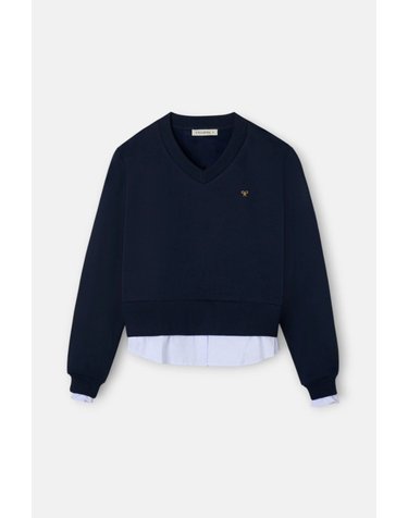 실본 V넥 셔츠 레이어드 맨투맨 4134016 AZUL MARINO