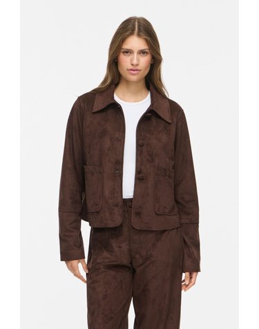 빌라 스웨이드 크롭 버튼 포켓 자켓 6434391 MARRON OSCURO