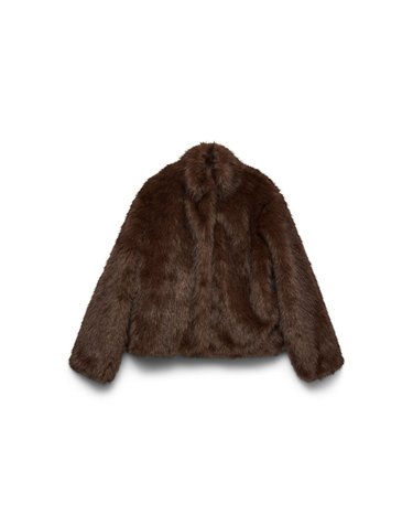 베로모다 페이크 퍼 하이넥 숏 자켓 7930219 MARRON OSCURO