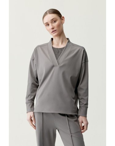본리빙요가 브이넥 루즈핏 긴팔 맨투맨 8184698 GRIS