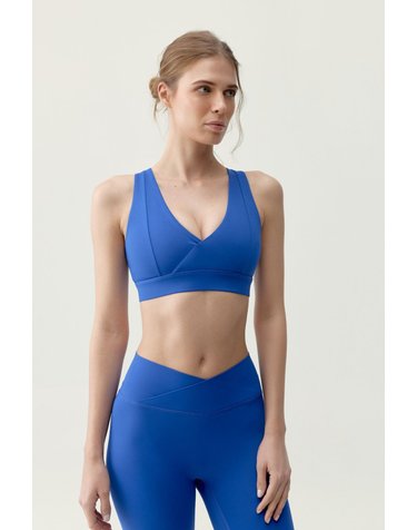 본리빙요가 크로스 브이넥 스포츠 브라 탑 8184699 AZUL
