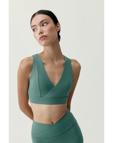 본리빙요가 크로스 브이넥 스포츠 브라 탑 8184700 VERDE