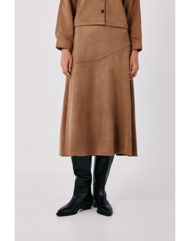 꼬르떼피엘 가죽 이펙트 미디 스커트 5804751 BEIGE