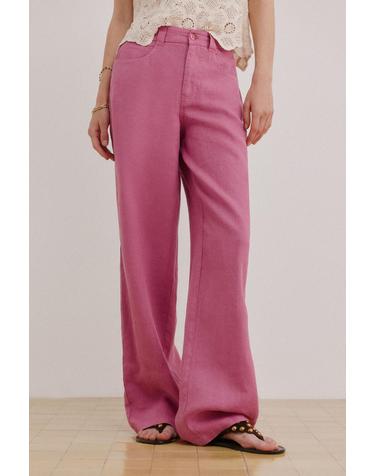 호스 인트로피아 자수 포켓 린넨 와이드 팬츠 6543056 ROSA