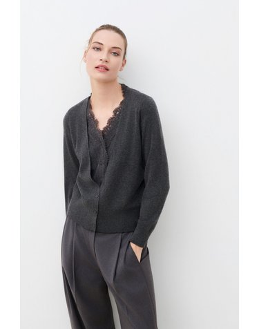카롤 울 혼방 브이넥 가디건 3764460 GRIS