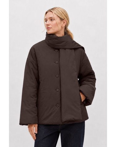 오브젝트 스카프 숏 패딩 자켓 7930277 MARRON OSCURO