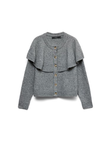 베로모다 러플 케이프 버튼 니트 가디건 3764345 GRIS