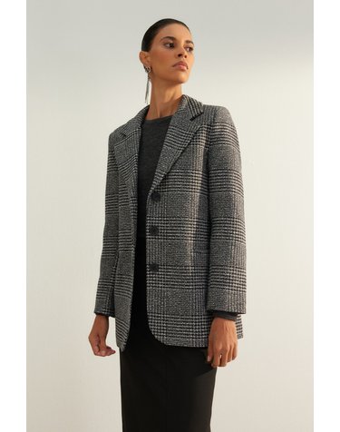 트렌디올 체크 오버핏 블레이저 9050685 GRIS