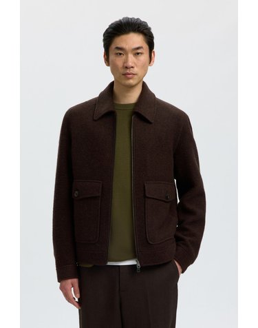 셀렉티드 울 혼방 집업 블루종 재킷 6770810 MARRON OSCURO