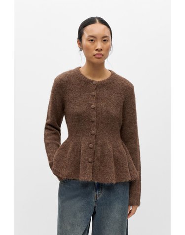 오브젝트 페플럼 울 혼방 가디건 3764466 MARRON OSCURO