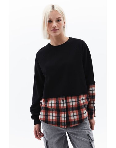 오엑스오 셔츠 레이어드 맨투맨 6074546 NEGRO