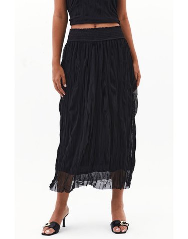 오엑스오 크링클 밴딩 롱 스커트 9794150 NEGRO