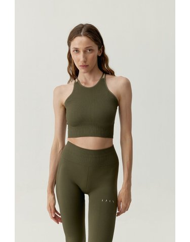 본리빙요가 홀터넥 스트랩 스포츠 브라 8184722 KAKI