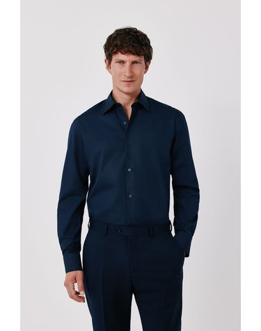 꼬르떼피엘 슬림핏 텐셀 면 정장 셔츠 1244936 AZUL MARINO