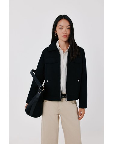 꼬르떼피엘 크롭 지퍼 울 혼방 자켓 6504256 NEGRO