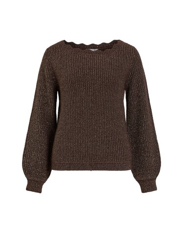 빌라 벌룬 소매 라운드넥 니트 스웨터 3764351 MARRON OSCURO