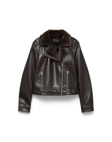 베로모다 퍼 카라 라이더 자켓 6434406 MARRON OSCURO