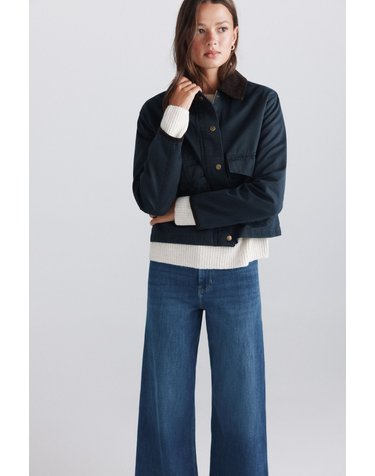 스프링필드 왁스 코듀로이 카라 크롭 자켓 8274206 AZUL