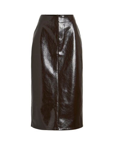 빌라 가죽 이펙트 H라인 미디 스커트 5724596 MARRON OSCURO