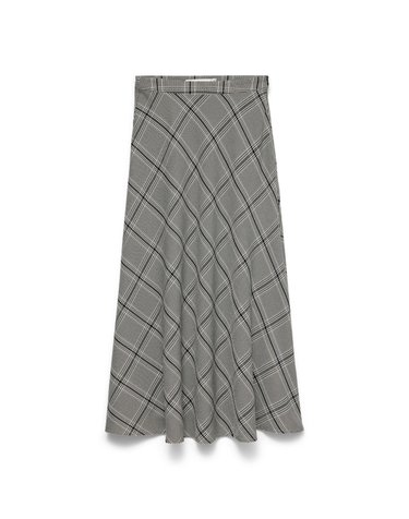 베로모다 A라인 체크 롱 스커트 5724609 GRIS
