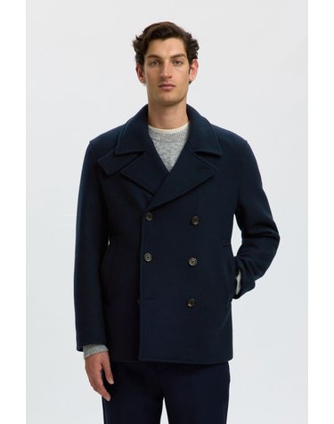 셀렉티드 울 블렌드 더블 버튼 숏 코트 6770831 AZUL MARINO