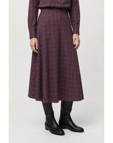 오브젝트 체크 플레어 미디 스커트 5724645 MORADO