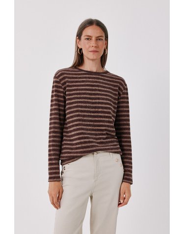 꼬르떼피엘 셔닐 스트라이프 긴팔 티셔츠 5684227 ESTAMPADO MARRON
