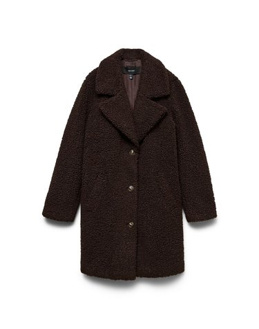 베로모다 테디 셔츠 칼라 롱 코트 5244332 MARRON OSCURO
