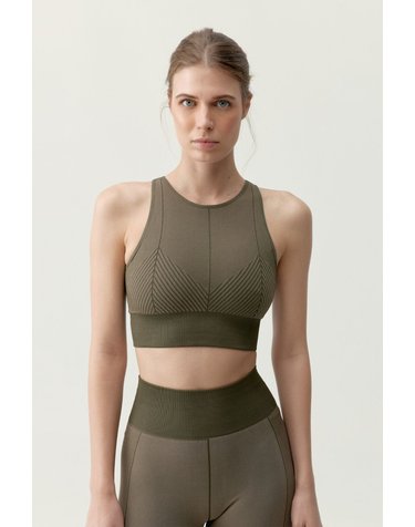 본리빙요가 심리스 크롭 스포츠 브라탑 8184704 KAKI