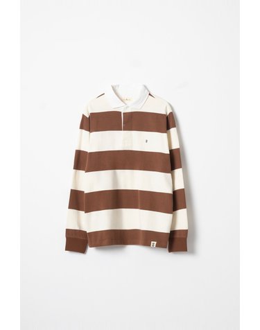푸로에고 스트라이프 럭비 긴팔 폴로셔츠 3734036 MARRON OSCURO