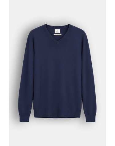 오오티오 베이직 브이넥 코튼 니트 스웨터 2254008 AZUL MARINO