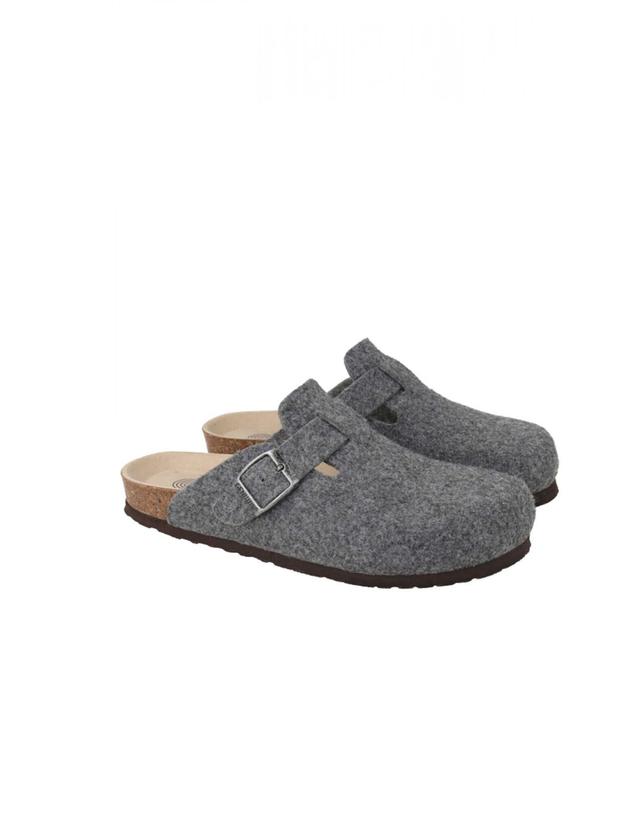 꼬르떼피엘 제뉴인스 비건 리사이클 PET 펠트 버클 슬리퍼 9961131 GRIS 그레이 착용컷