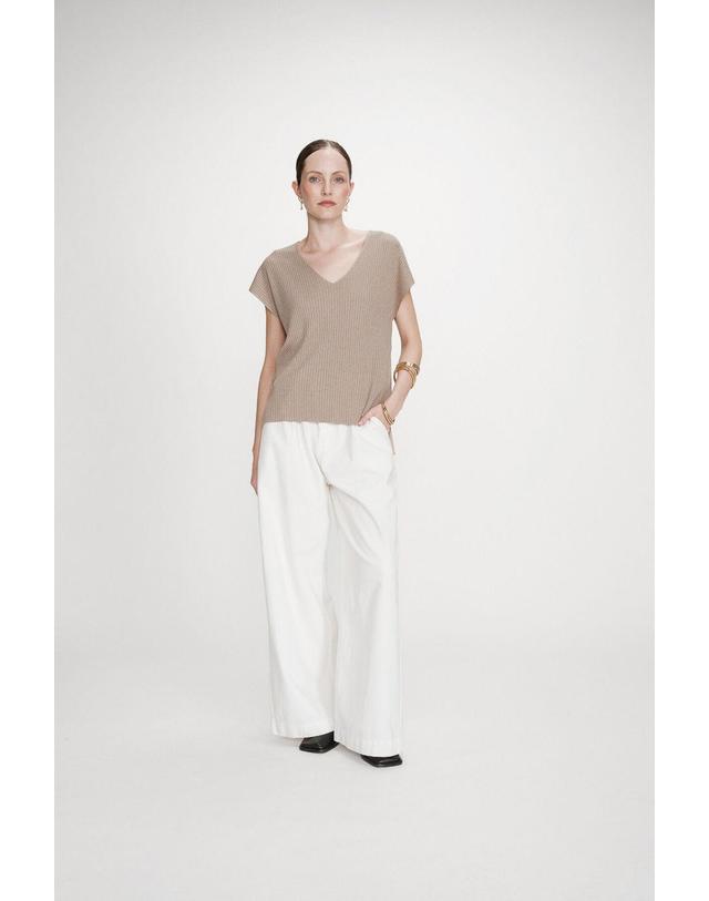 꼬르떼피엘 그레이스앤밀라 루렉스 브이넥 니트 스웨터 7093248 BEIGE 베이지 착용컷