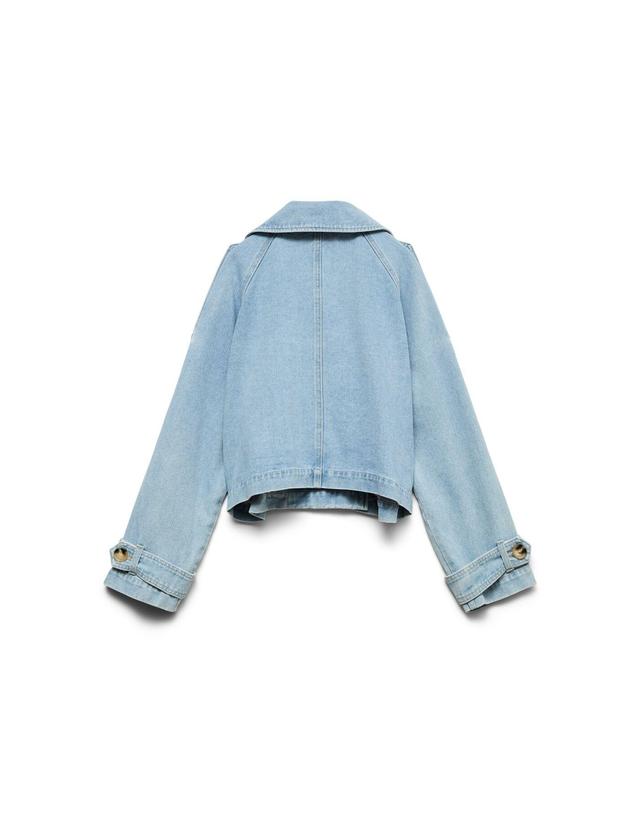 꼬르떼피엘 베로모다 테크니컬 더블버튼 크롭 데님 재킷 7930241 AZUL 블루 착용컷